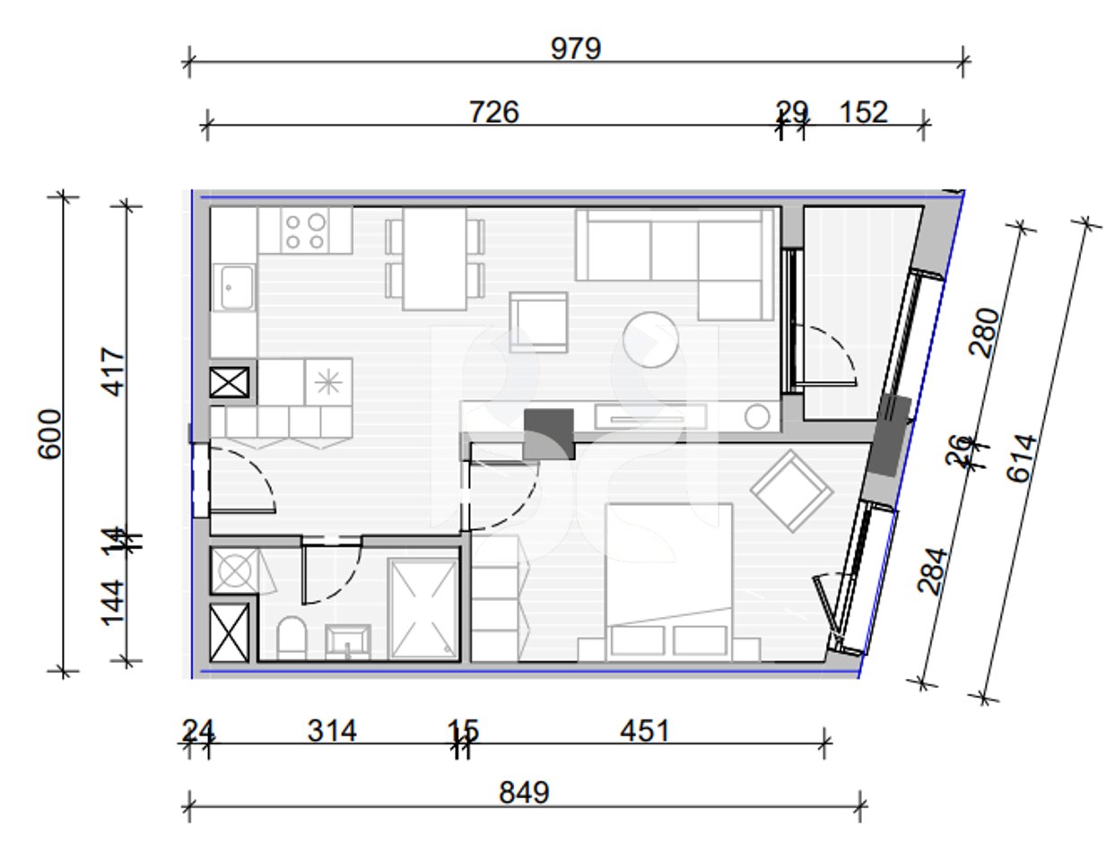 APARTAMENT 1+1 PER SHITJE NE NAYA RESIDENCE