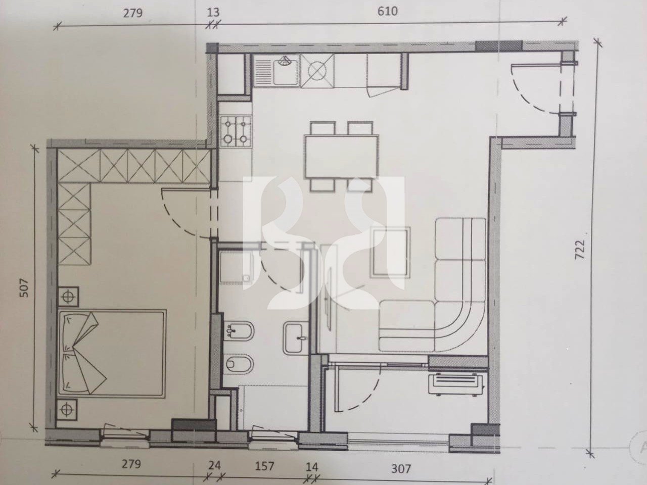 APARTAMENT 1+1+BALLKON NE SHITJE TEK REZIDENCA KAIMI, ALI DEMI