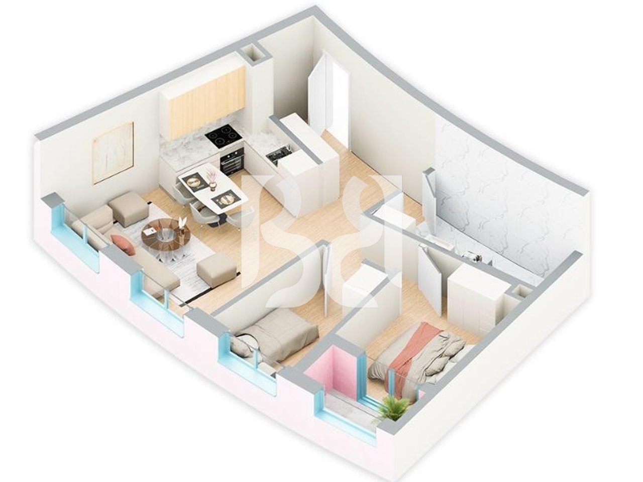 FOR SALE WITH CREDIT UP TO 80% 2+1 APARTMENT AT BALLADA RESIDENCE, FARKA LAKE, TIRANA 125,000€