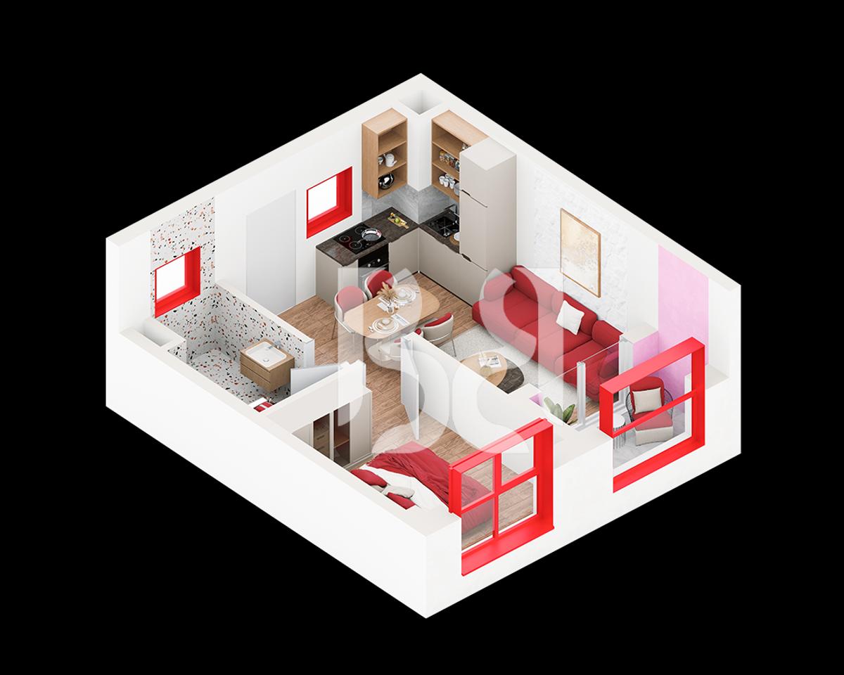 1+1 apartment for sale in Nokia Residence New residence by Kontakt Ali Demi Tirana Purchase option with credit up to 80%