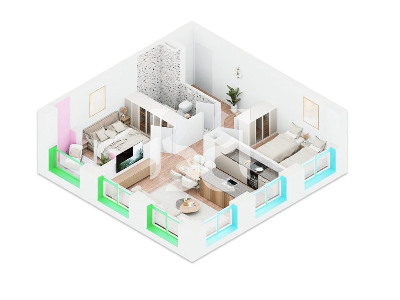 Appartamento 2+1 in vendita a Nokia Residence Nuova residenza di Kontakt Ali Demi Tirana