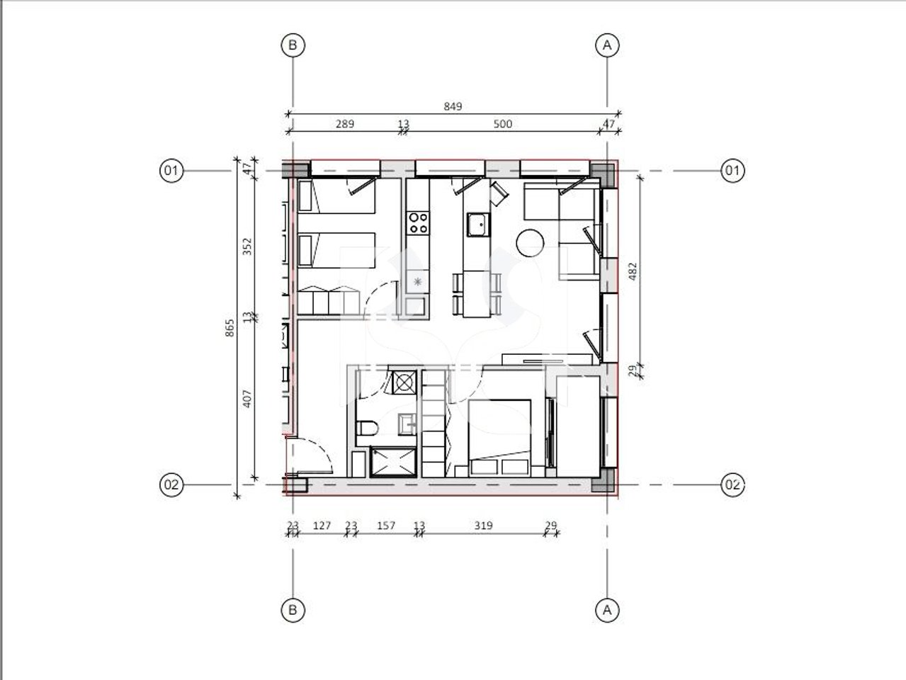 Appartamento 2+1 in vendita a Nokia Residence Nuova residenza di Kontakt Ali Demi Tirana