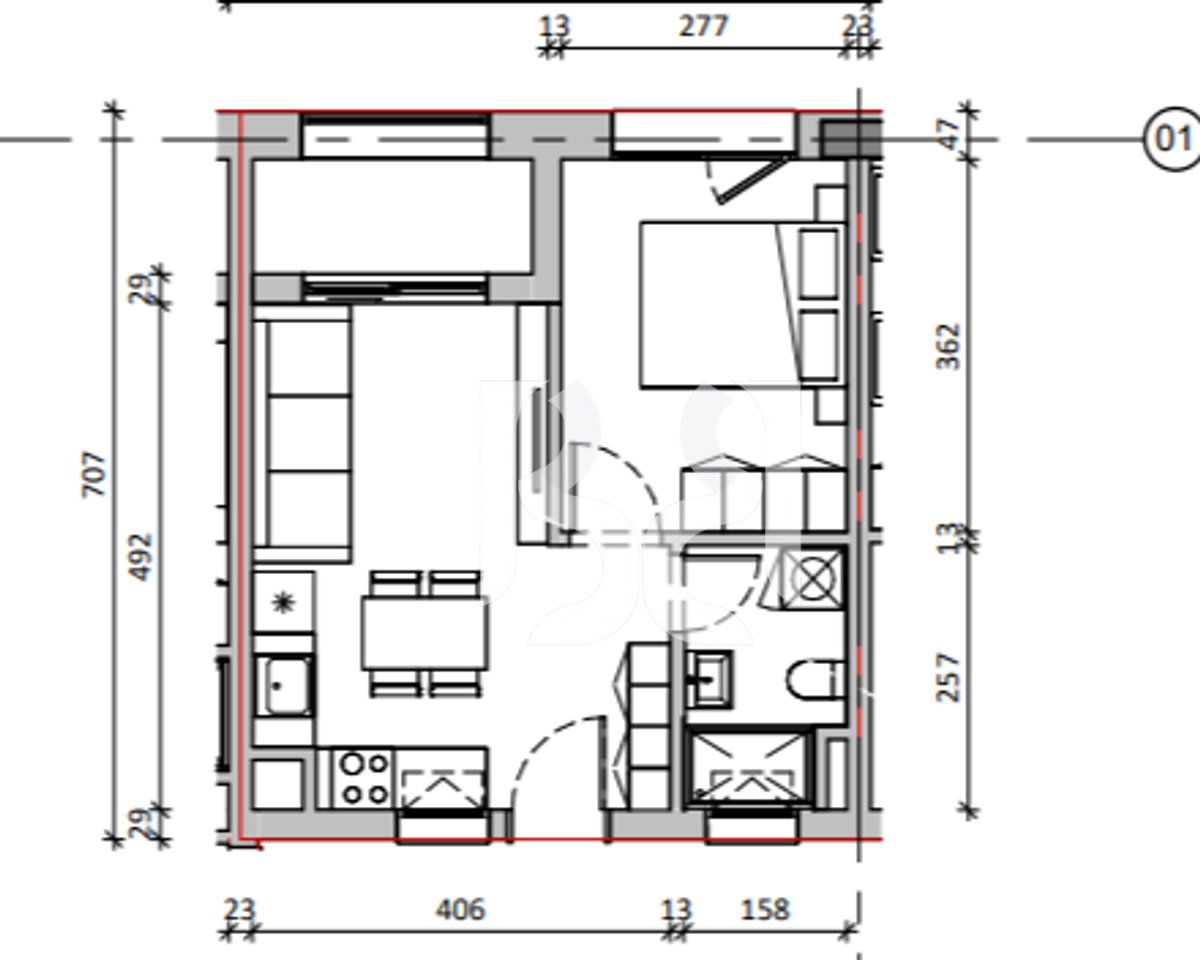 Apartament 1+1 në shitje në Nokia Residence Rezidencë e re nga Kontakt Ali Demi Tiranë