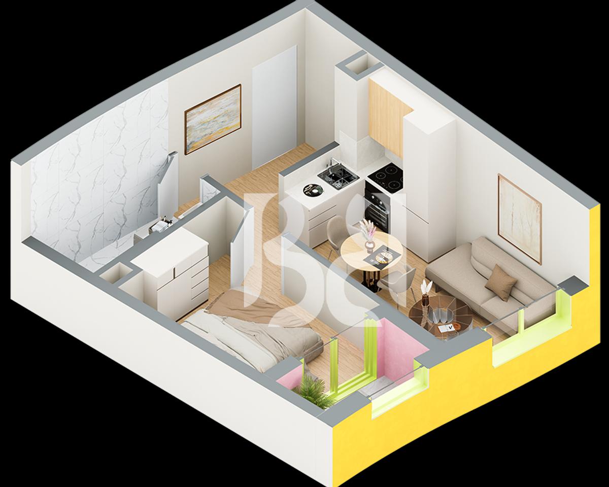 SHITET APARTAMENT 1+1 NE REZIDENCA BALLADA LIQENI I FARKES ME KREDI DERI NE 80%