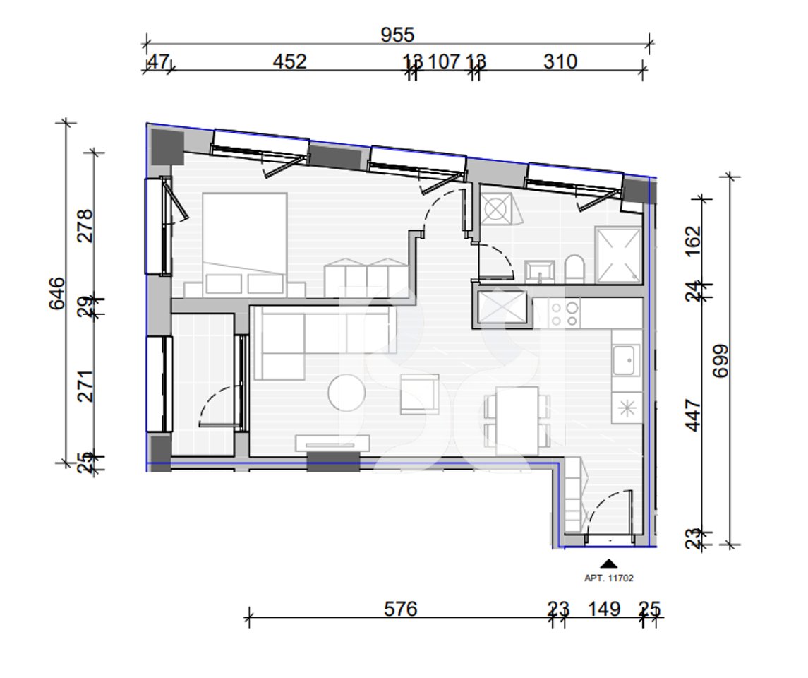 Apartament 1+1 për Shitje në Projekt në Tiranë | 69.2 m² | Kati 17