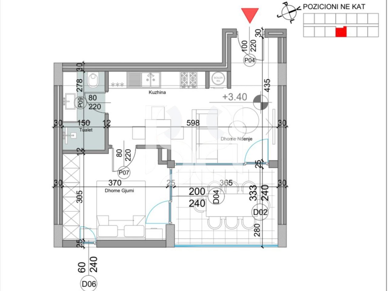 APARTAMENT EKSKLUZIV 1+1+VERANDE TEK TURQUOISE MARINA, HAMALLAJ