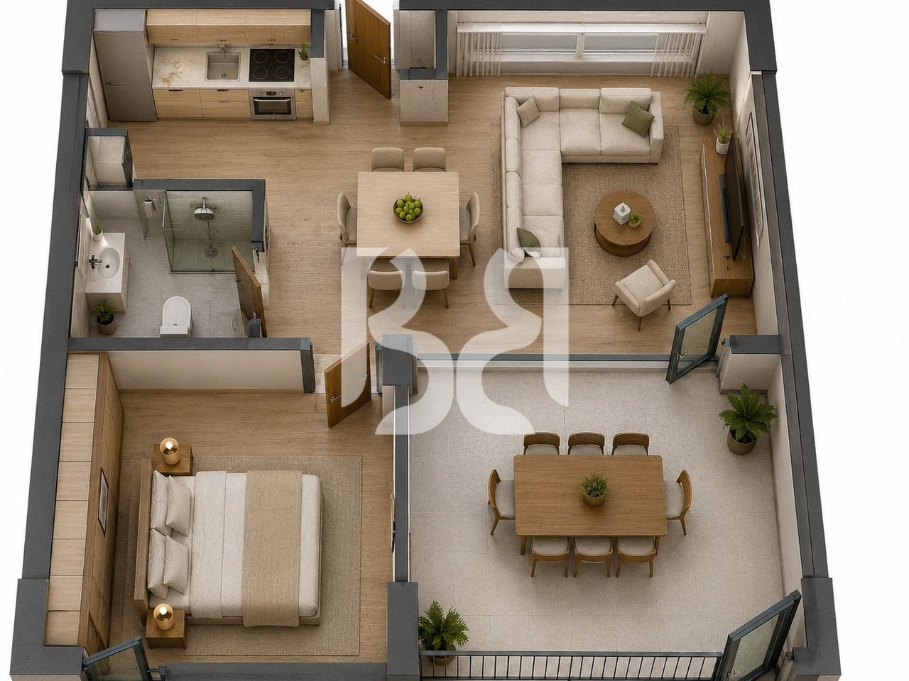 APARTAMENT EKSKLUZIVE 1+1+VERANDE NE TURQUOISE MARINA, HAMALLAJ