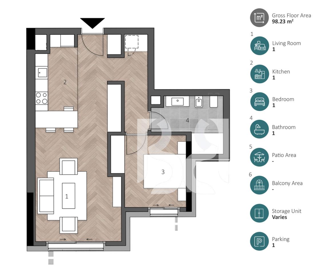 APARTMENT 1+1+PARKING SPACE FOR SALE AT GREEN COAST 2