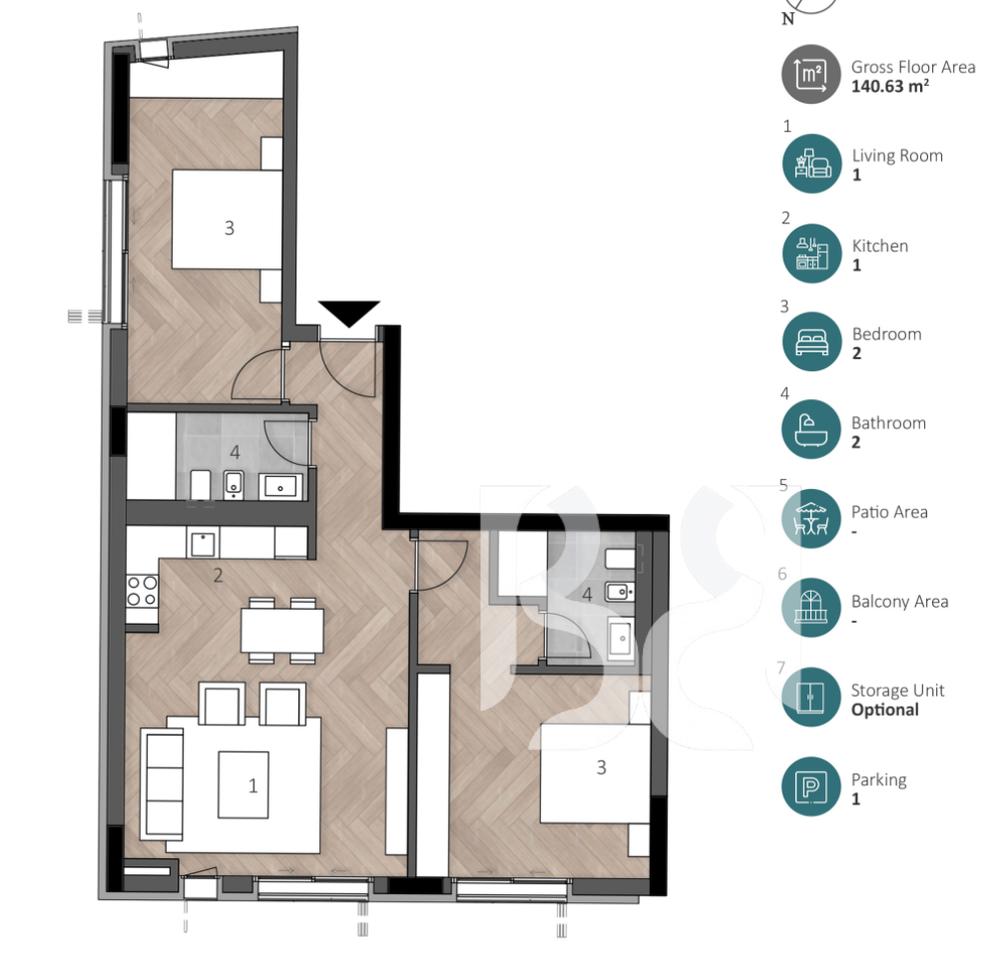 APARTAMENT EKSKLUZIV 1+1 & POST PARKIMI NË GREEN COAST 2