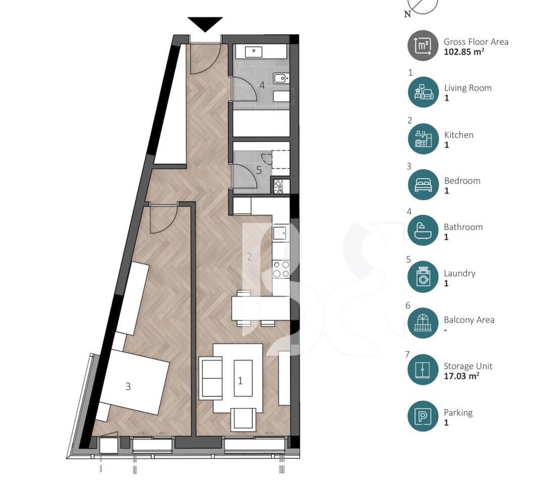 APARTAMENT EKSKLUZIV 1+1 ME DEPO & POST PARKIMI NË GREEN COAST 2