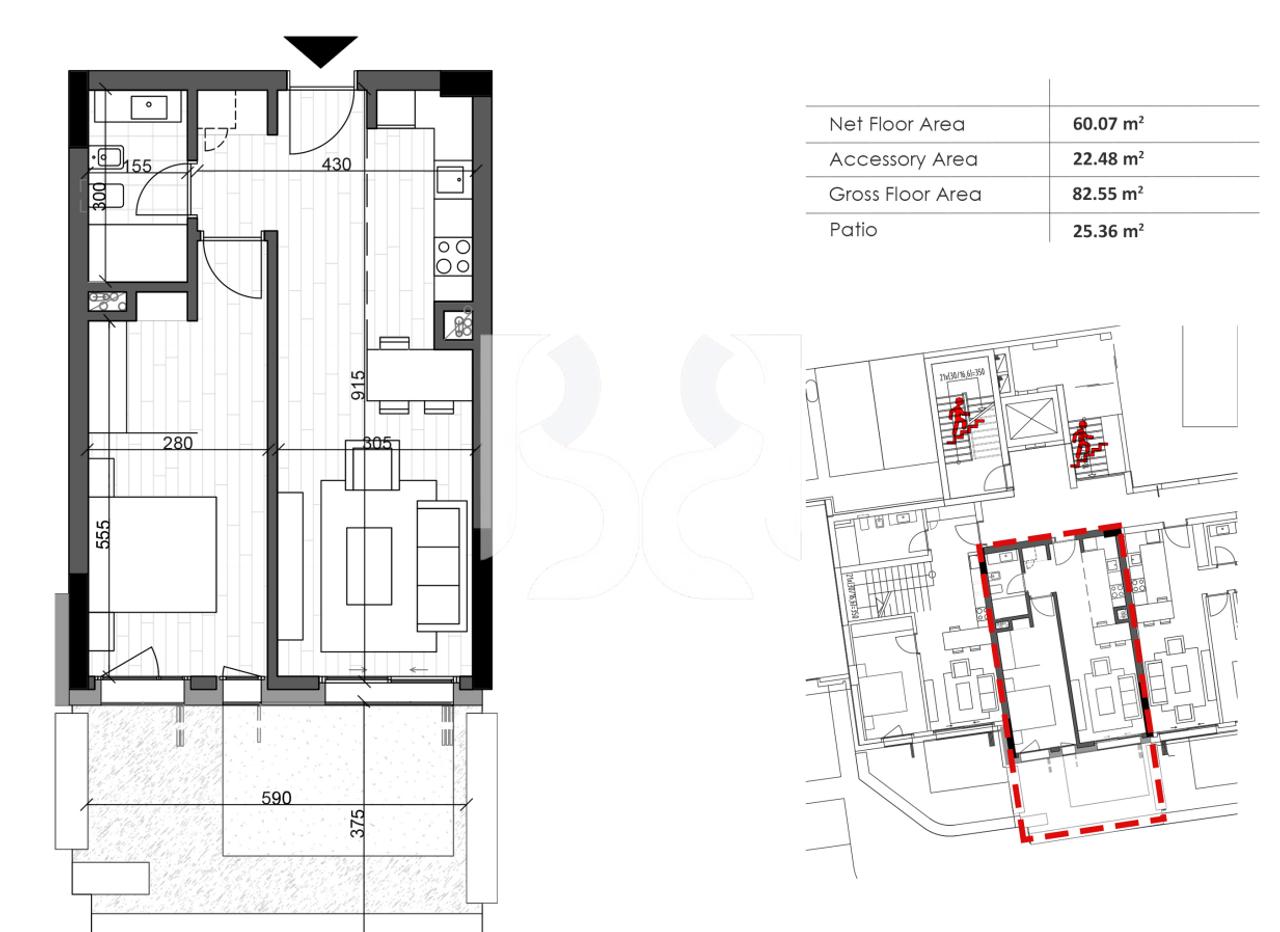 APARTAMENT EKSKLUZIV 1+1 ME OBORR & POST PARKIMI NË GREEN COAST 2