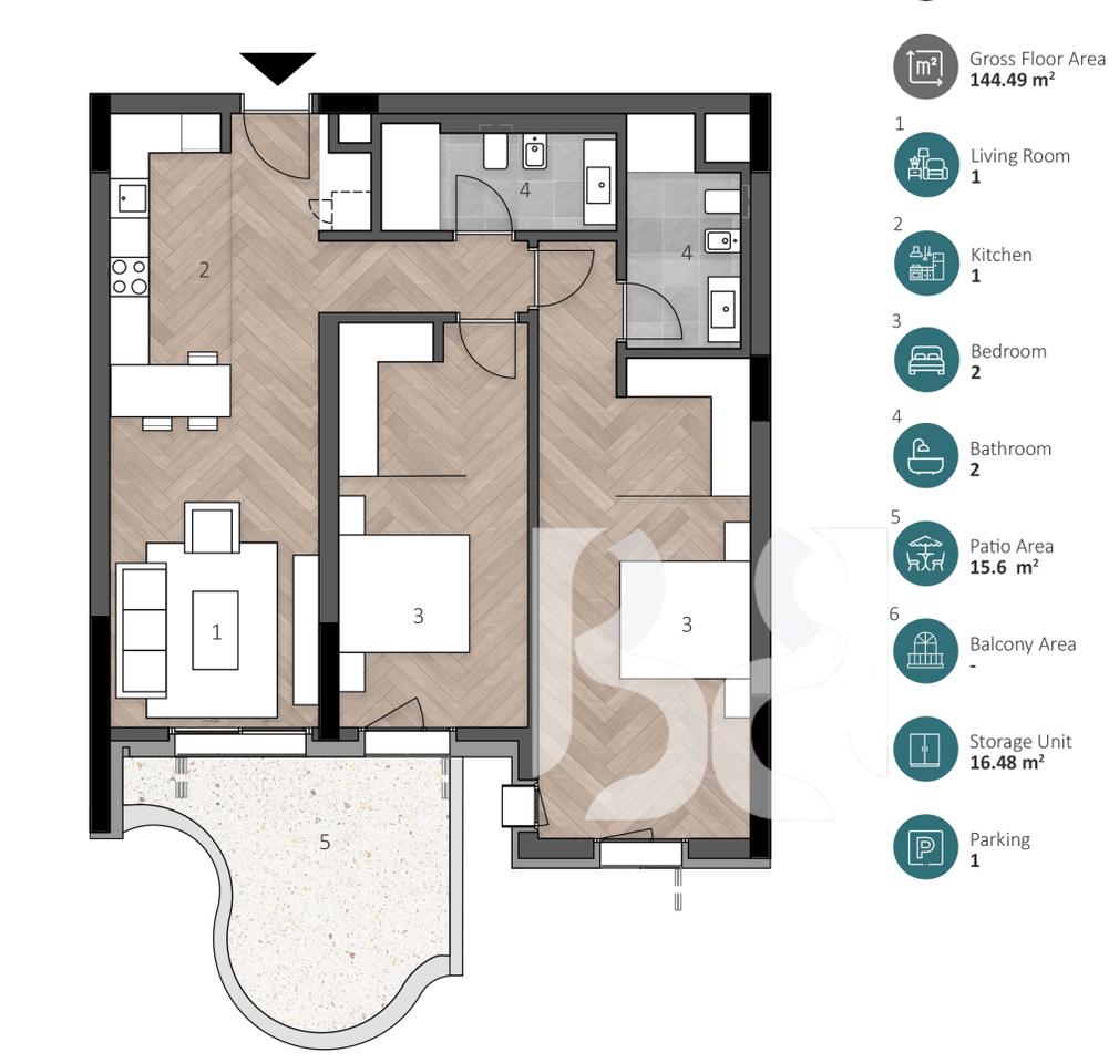 APARTAMENT EKSKLUZIV 2+1 ME DEPO, OBORR & POST PARKIMI NË GREEN COAST 2
