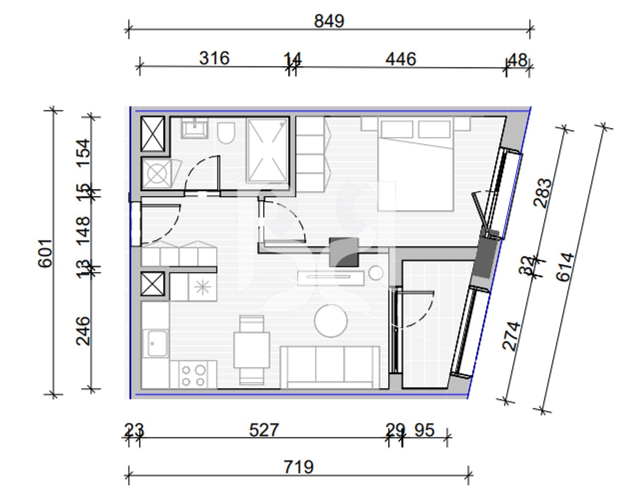APARTMENT 1+1 FOR SALE IN NAYA RESIDENCE(CAN BE PURCHASED WITH CREDIT)