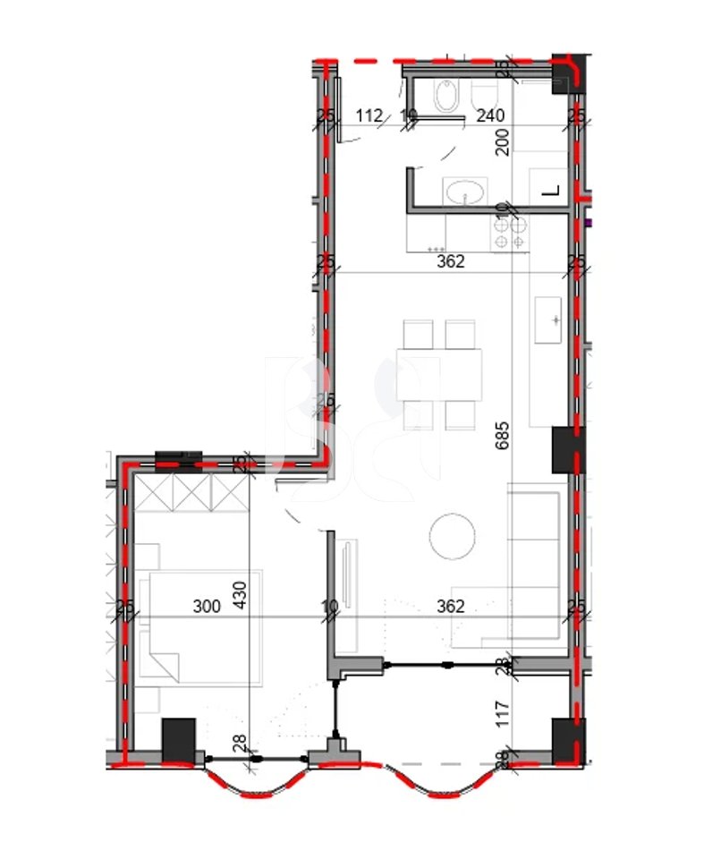 APARTAMENT 1+1 PER SHITJE NE ALUNA COMPLEX