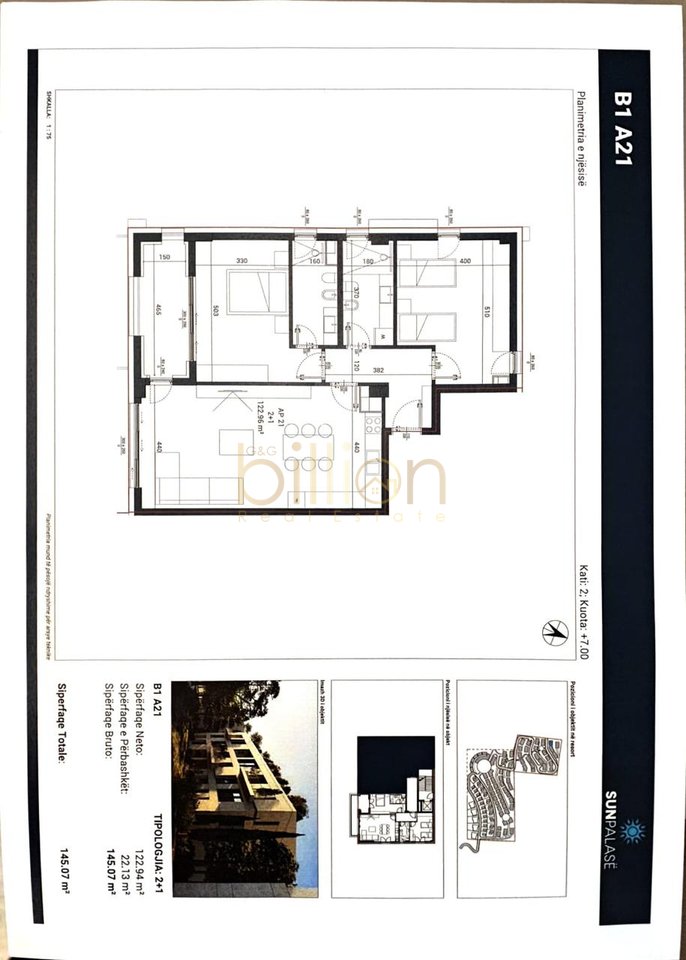 FOR SALE APARTMENT 2+1+2, SUN PALASË, PALASË