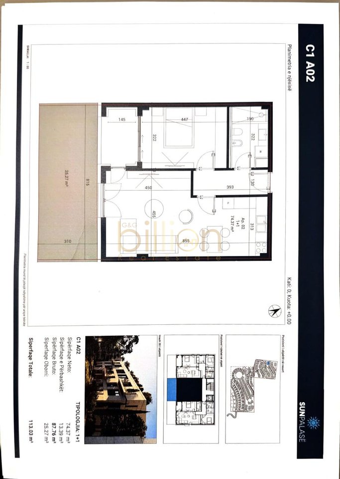 FOR SALE APARTMENT 1+1,SUN PALASË,PALASË
