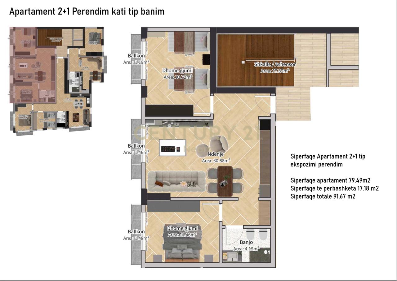 APPARTAMENTO 2+1 IN VENDITA VICINO AL CENTRO DI TIRANA