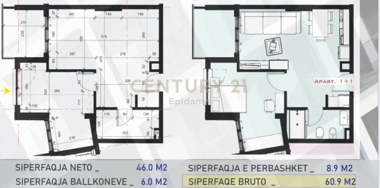 Appartamento 1+1 in vendita al "Lotus Residence" Mali i Robit! Pagamento a rate disponibile!