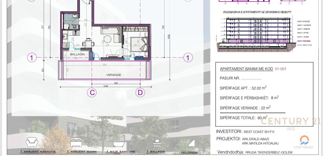 1+1 Apartment for Sale in Golem, 300 m from the Sea