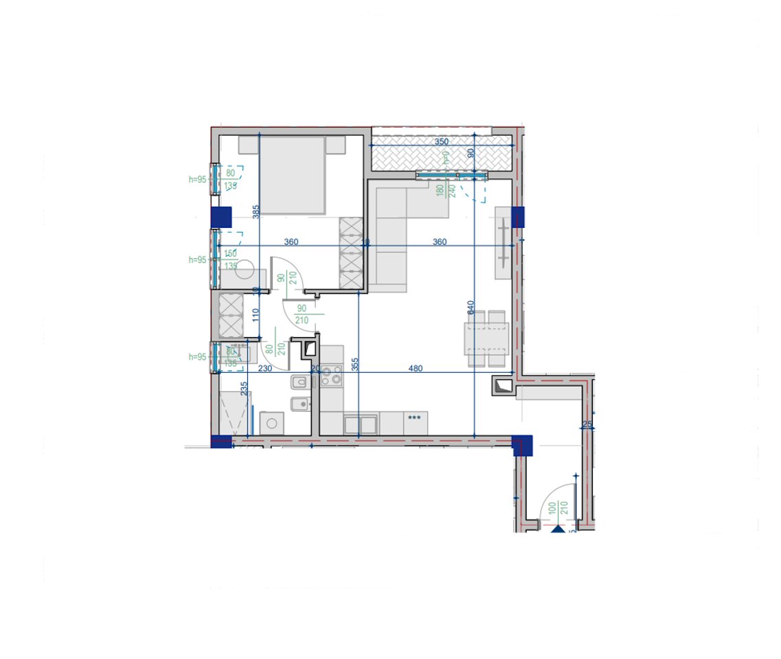 Shitet Apartament 1+1 – 77.29 m² Totale