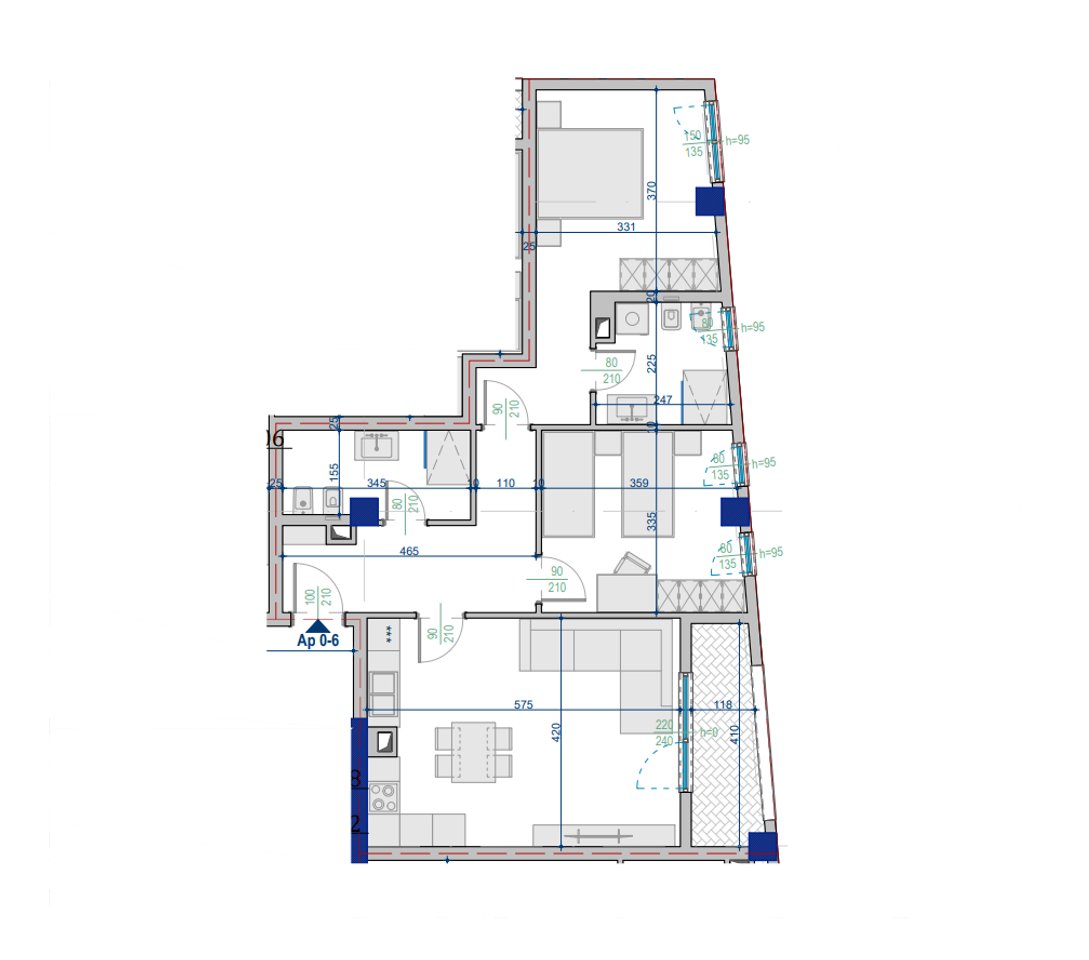 Shitet Apartament 2+1 – 103.87 m² Totale