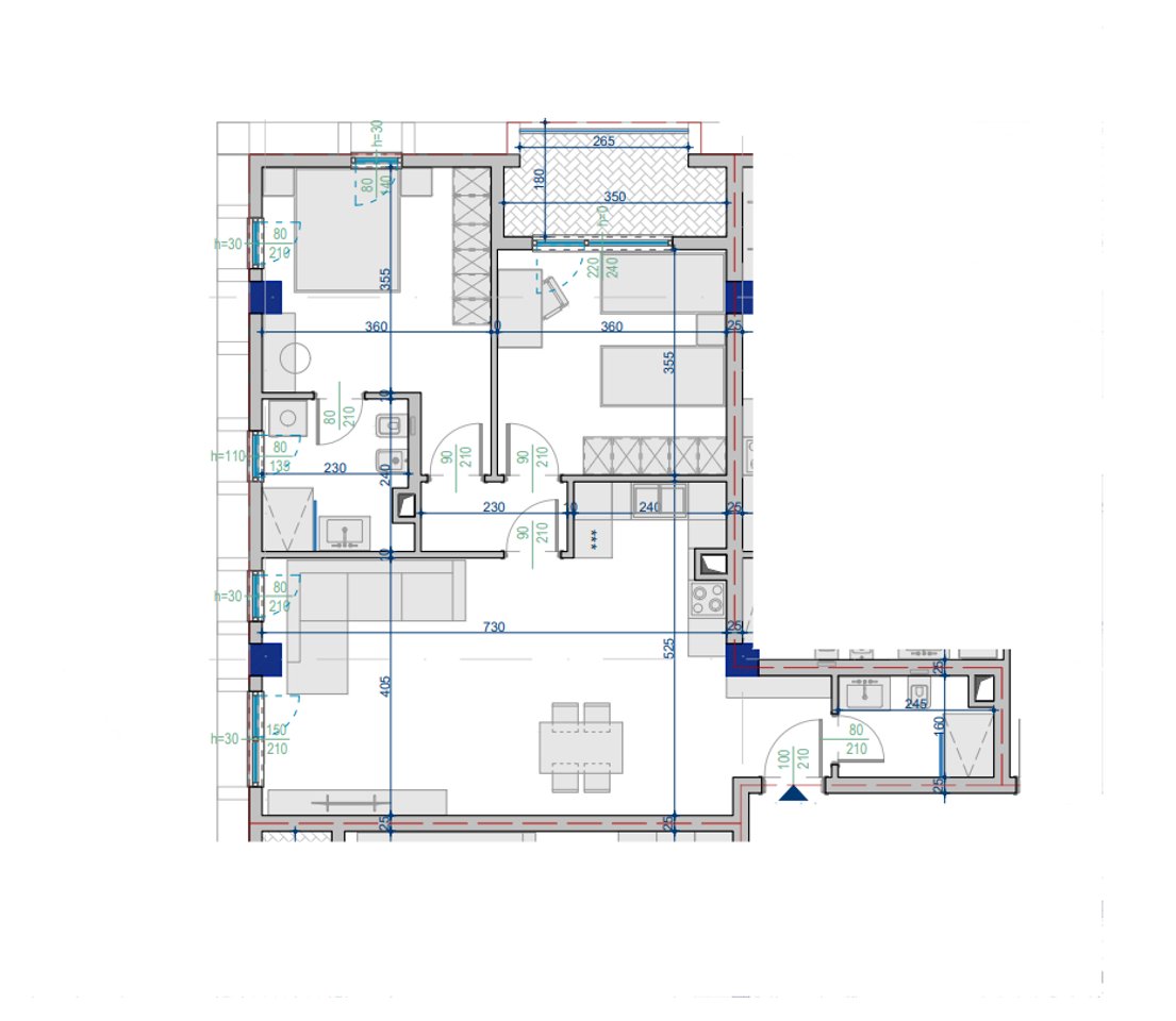 Shitet Apartament 2+1 – 105.59 m²  Totale