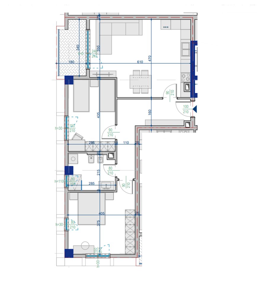 Shitet Apartament 2+1 – 102.84 m² Totale