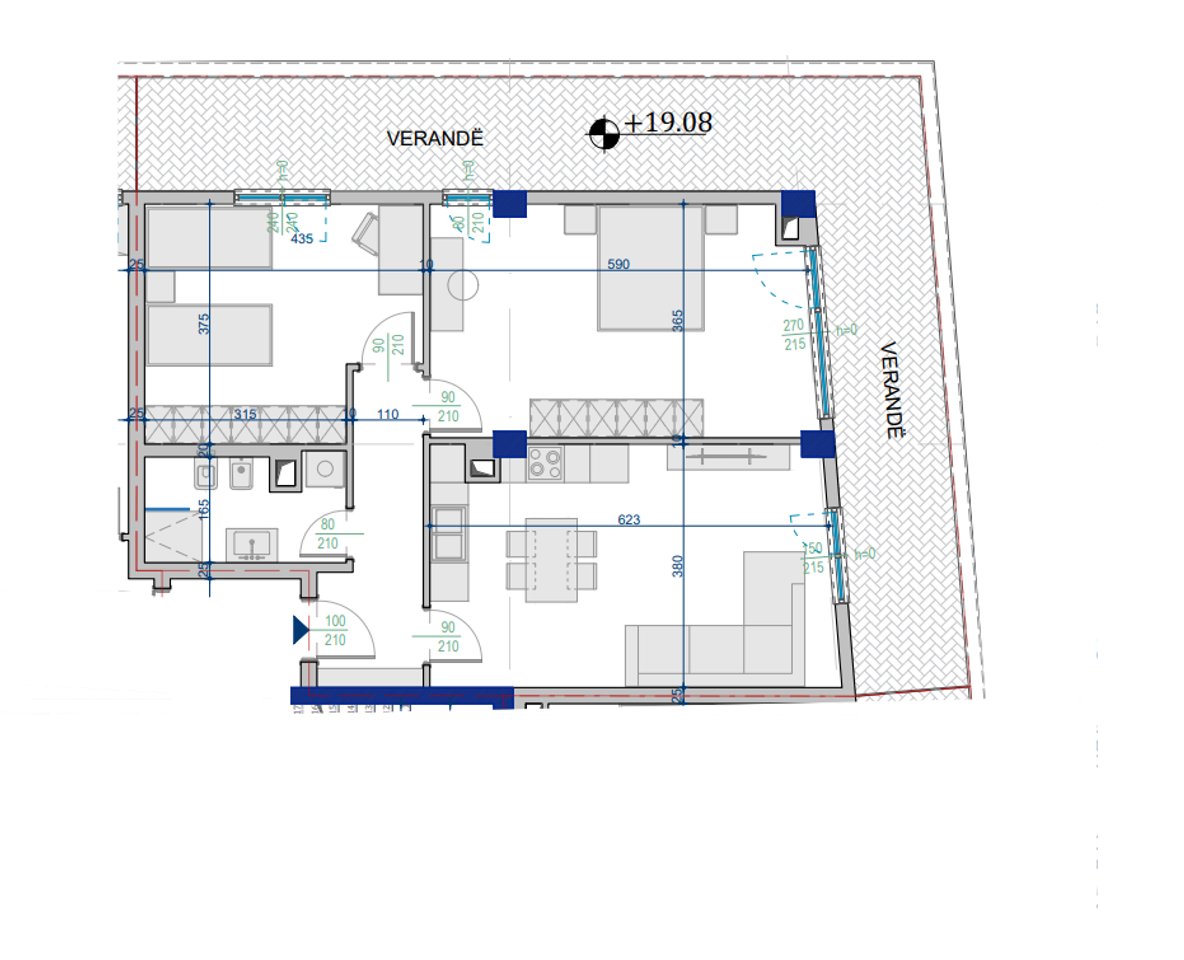 Apartment 2+1 with Veranda for Sale – 95.25 m² Total | 5th Floor | Paskuqan
