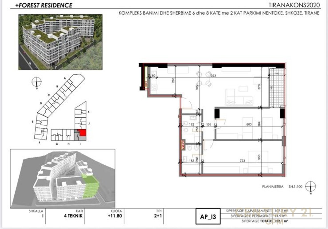 Shitet apartament 2+1+2 tek rezidenca Forest tek rrethi i Shkozes!