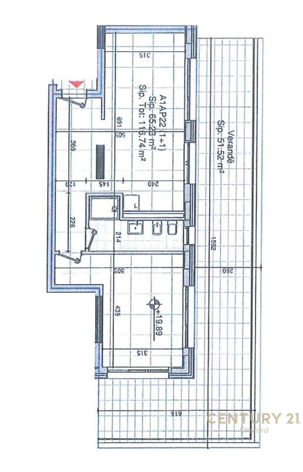 SHITET APARTAMENT 1+1 + VERANDE TEK BULEVARDI I RI