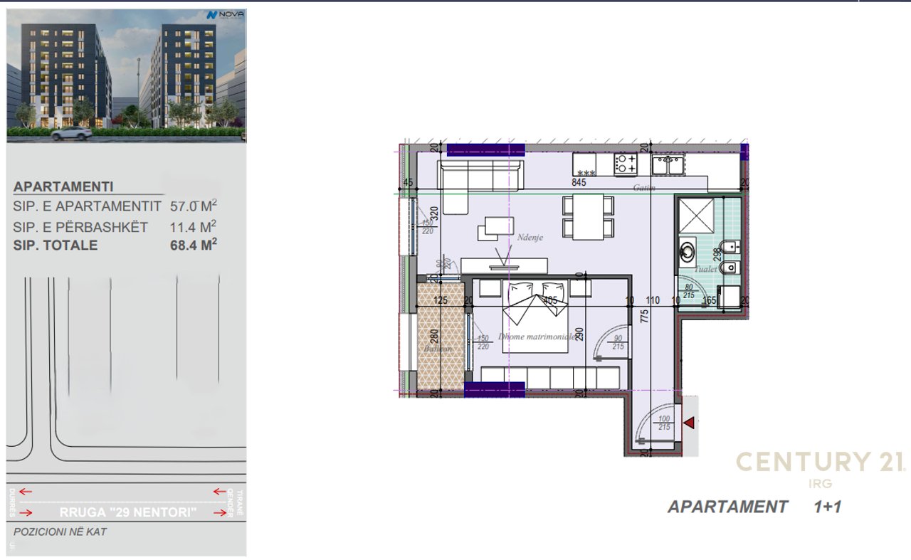 APPARTAMENTO 1+1 VICINO ALL'INGRESSO DI TIRANA.