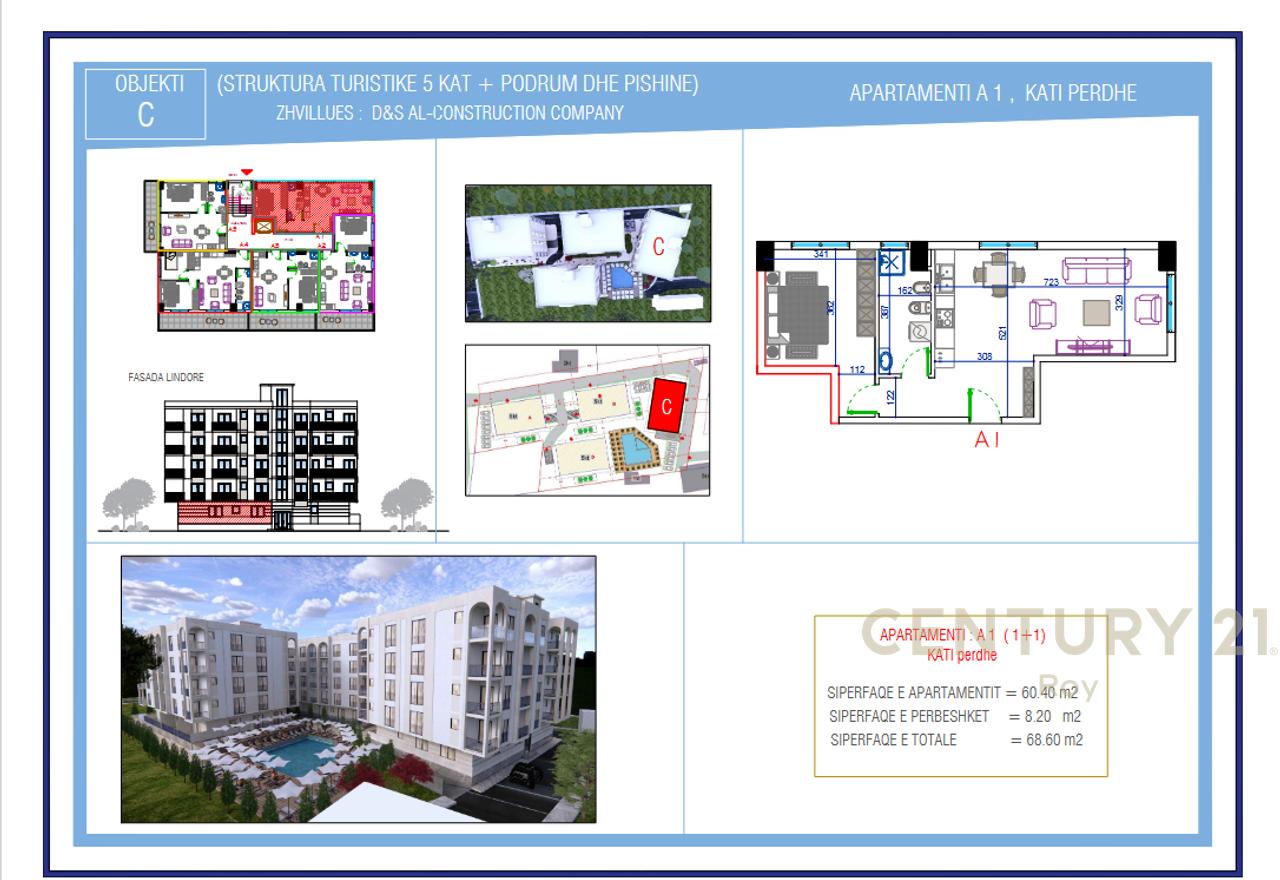 SHITET APARTAMENT 1+1 NE GOLEM TEK REZIDENCA " ORIENTAL !