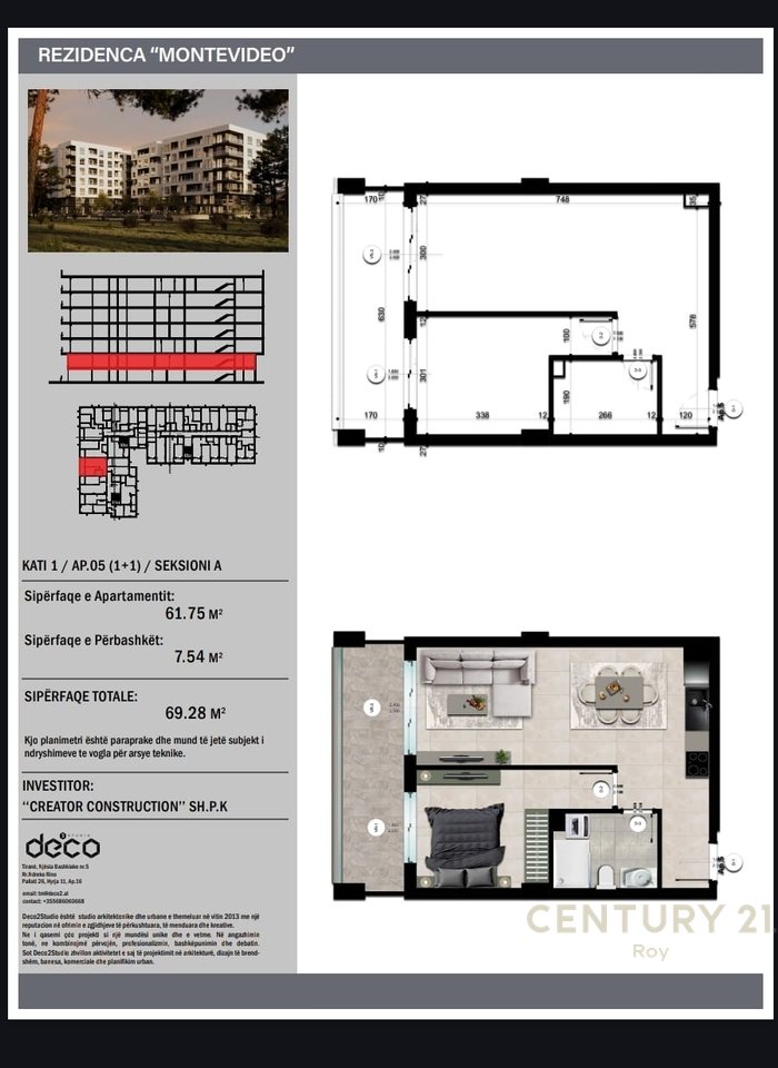 SHITET APARTAMENT 1+1NE RESIDENCEN "MONTEVIDEO" TE MALI ROBIT!