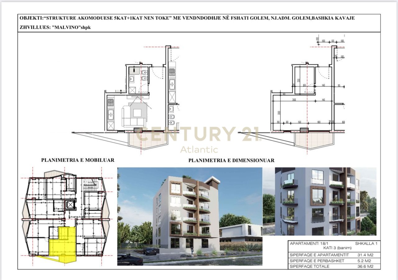 1+1 for sale in Mali i Robit, Durrës - €44,000 | 36.6 m²