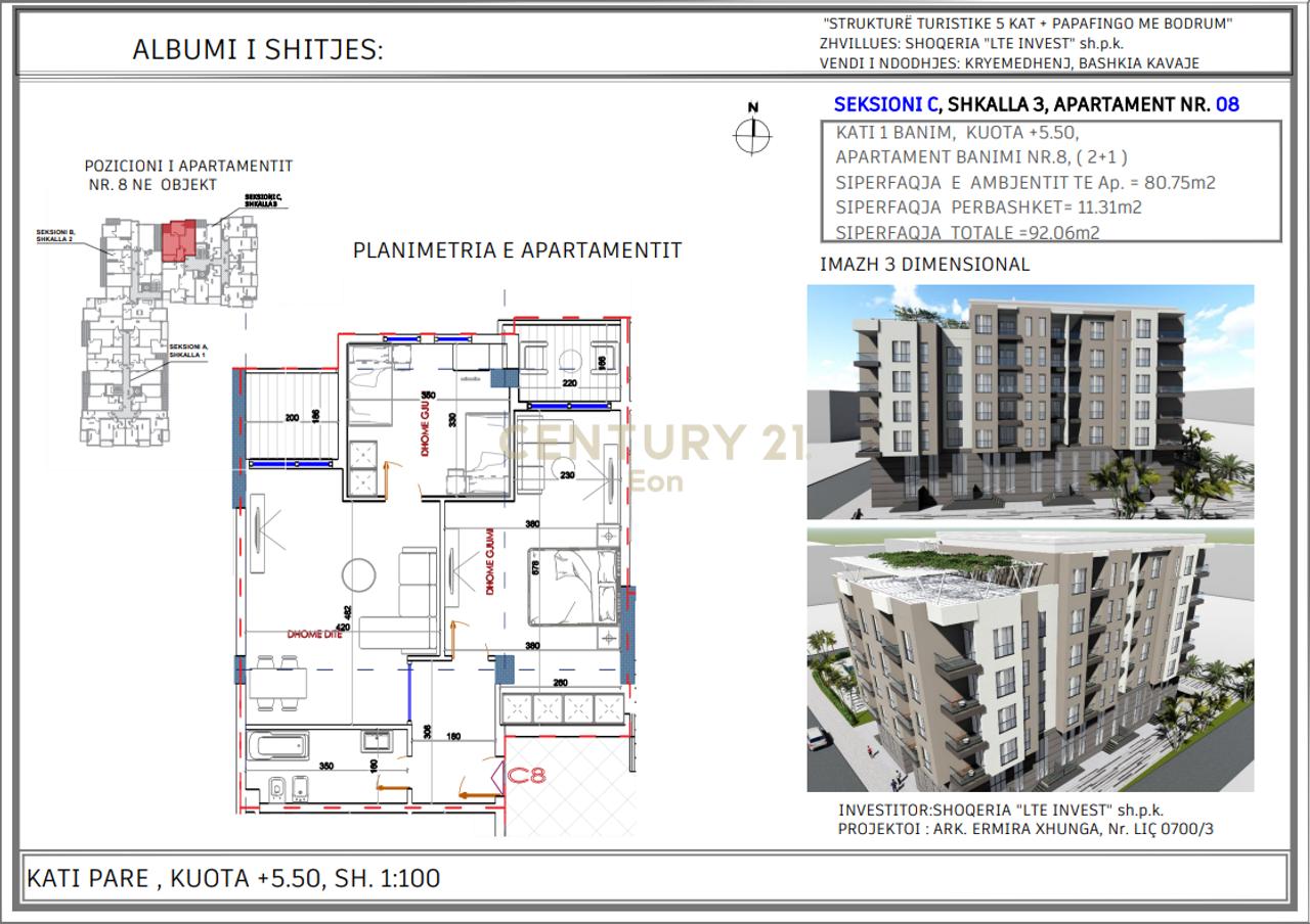 Apartament 2+2 Për Shitje në Golem - 115075€ | 92.06 m²