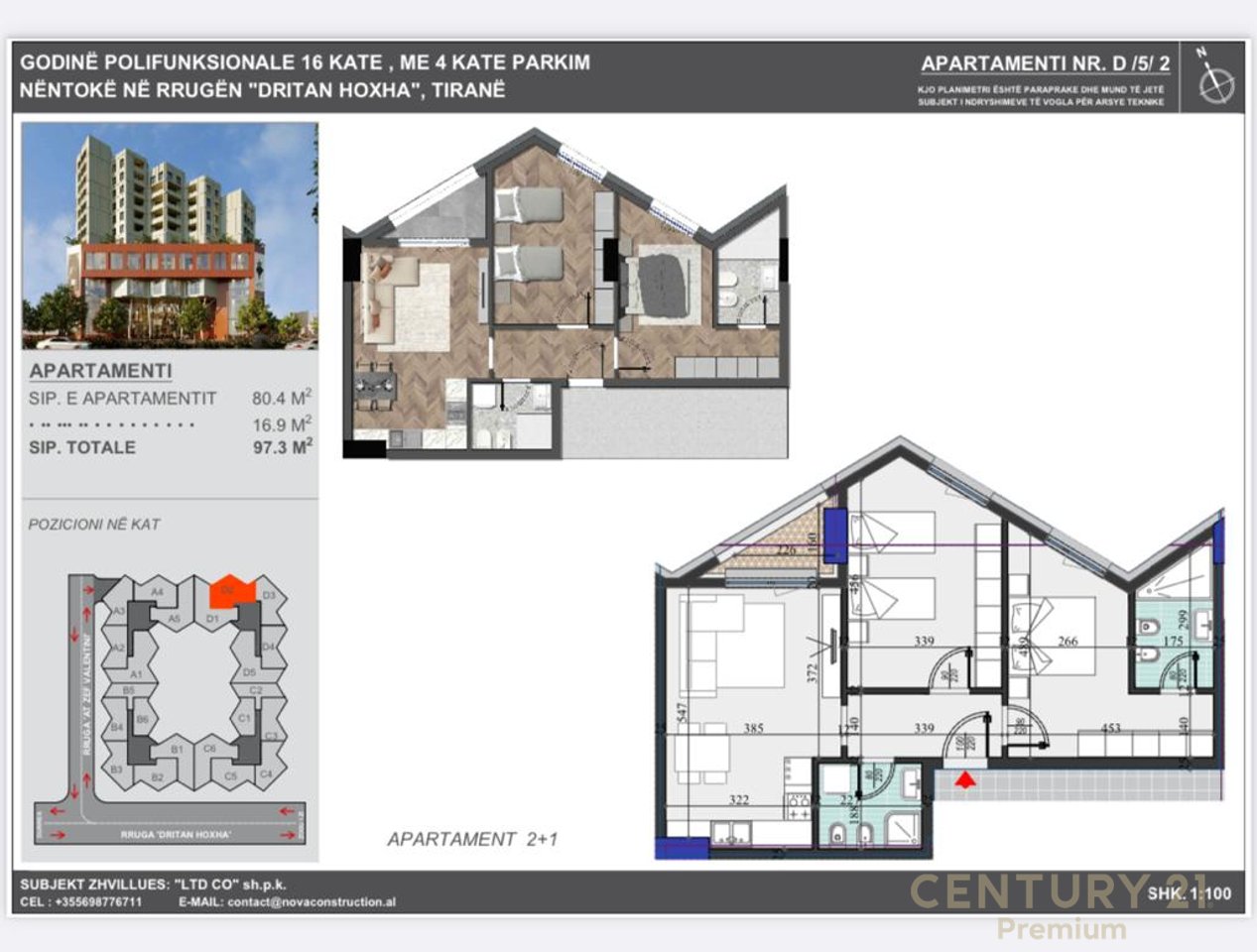 Apartament 2+1+2 Për Shitje në Rezidenca Colonnade, pranë Zogut te Zi!!