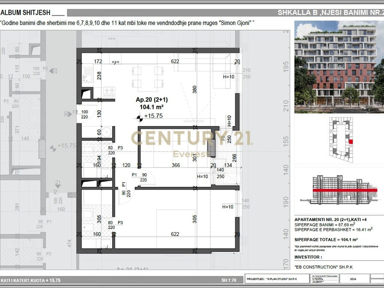 ISH FUSHA E AVIACIONIT, SHESIM APARTAMENT 2+1+2
