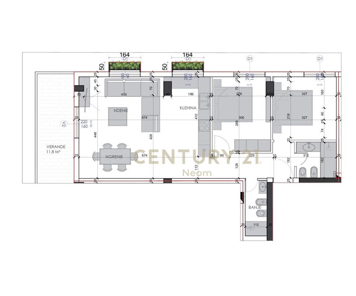 Apartament 2+1+2+Verandë për Shitje në Ali Demi, Tiranë