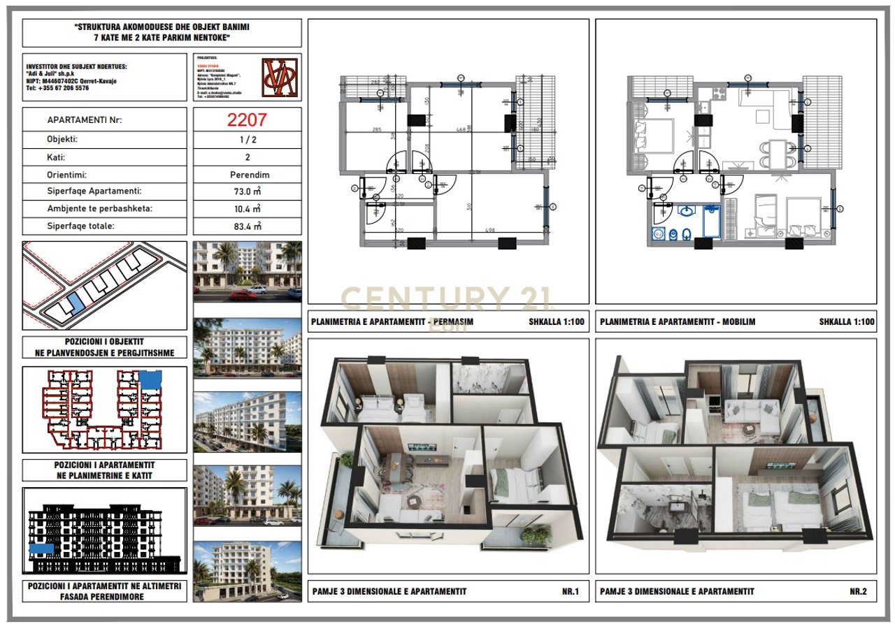 Shitet apartament 2+1 në Rezidencën "Blue Horizon" , Qerret – Pagesë me Këste !