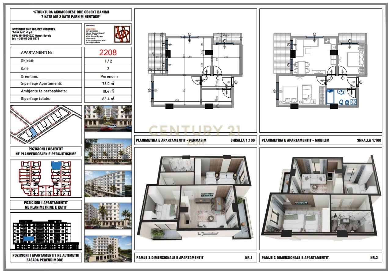 Shitet apartament 2+1 në Rezidencën "Blue Horizon" , Qerret – Pagesë me Këste !