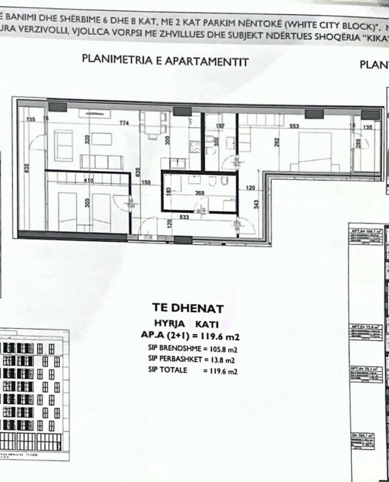 APPARTAMENTO SHESIM 2+1+2 VICINO A KIKA 2 (BLOCCO CITTÀ BIANCA)