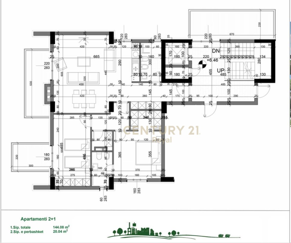 Apartament 2+1+2 për Shitje në Mjull - Bathore në Residencen TULIPAN, Tiranë