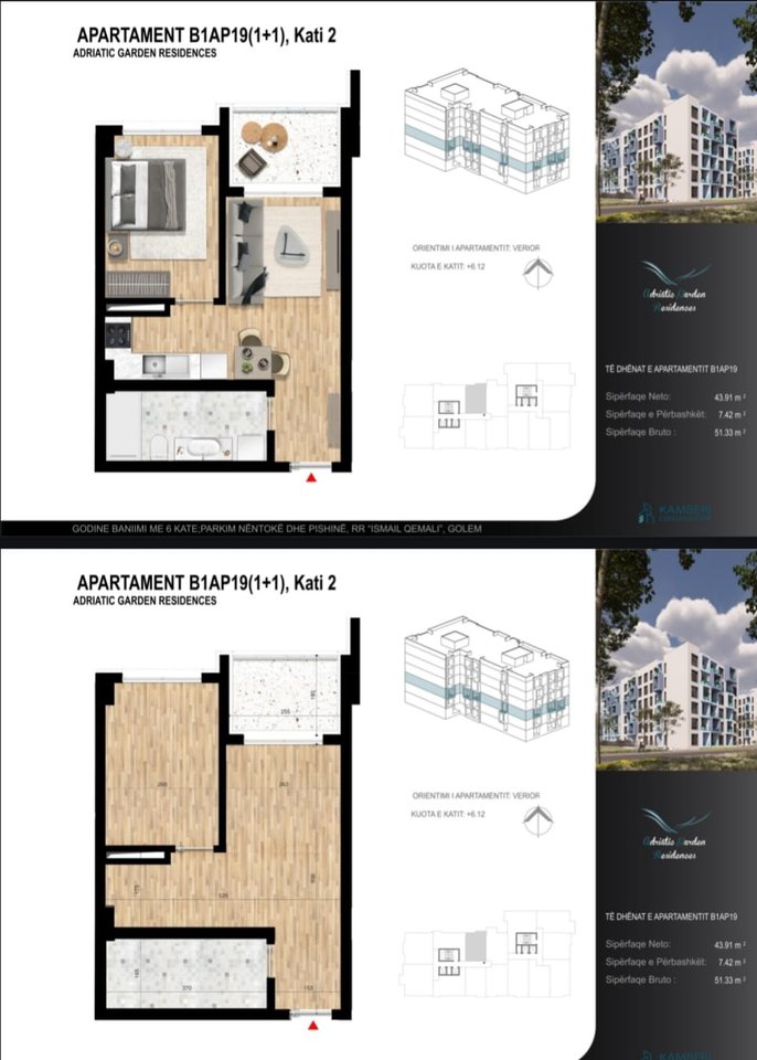 Appartamento 1+1 in vendita in Adriatic Garden Residence, Golem