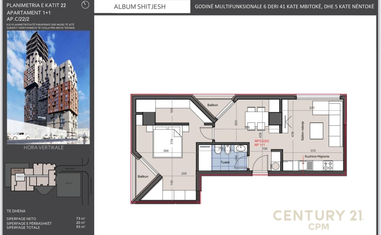 Apartment 1+1 for sale in "Hora Vertikale Residence", Muhamet Gjollesha Street – Tirana