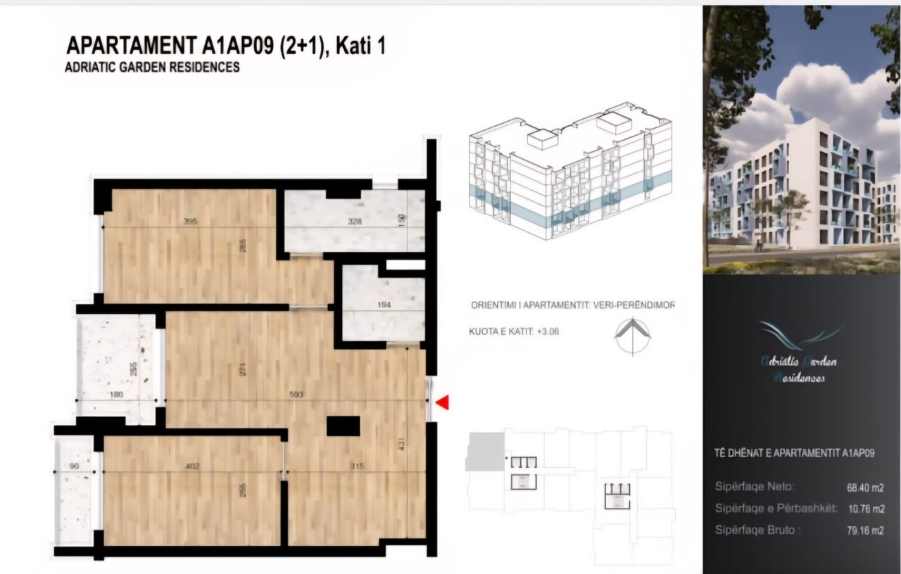 Shitet Apartament 2+1+2 tek Adriatic Garden Residence, Golem