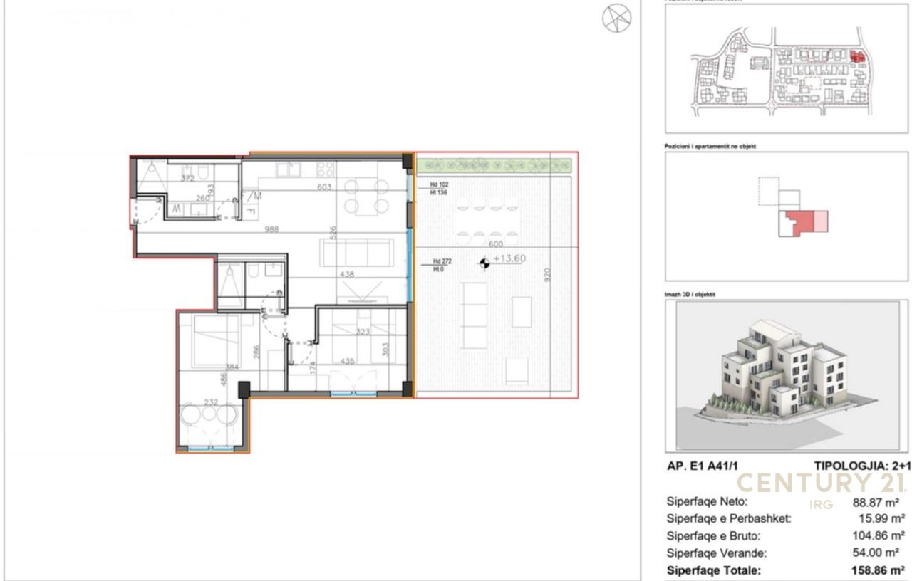 Appartamento 2+1 con Veranda a Drimadhes – Village Square!