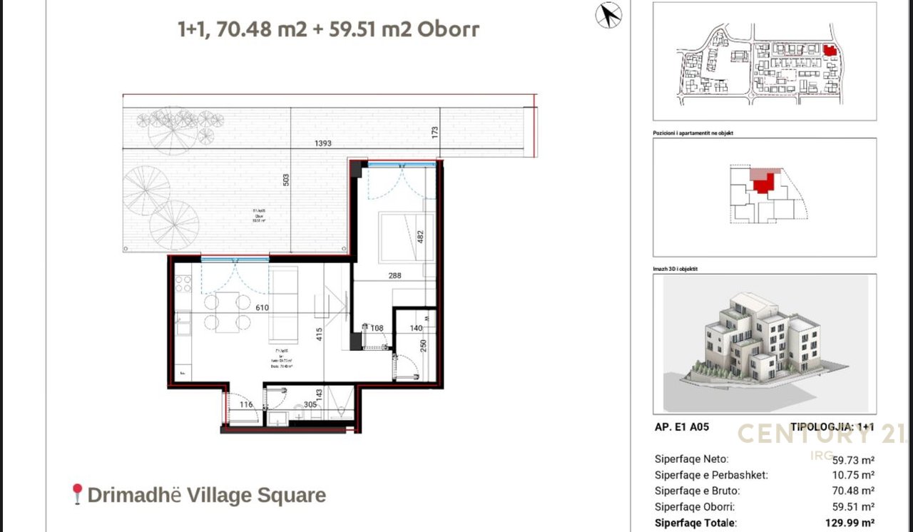 Appartamento 1+1 con cortile a Drimadhes – Village Square!