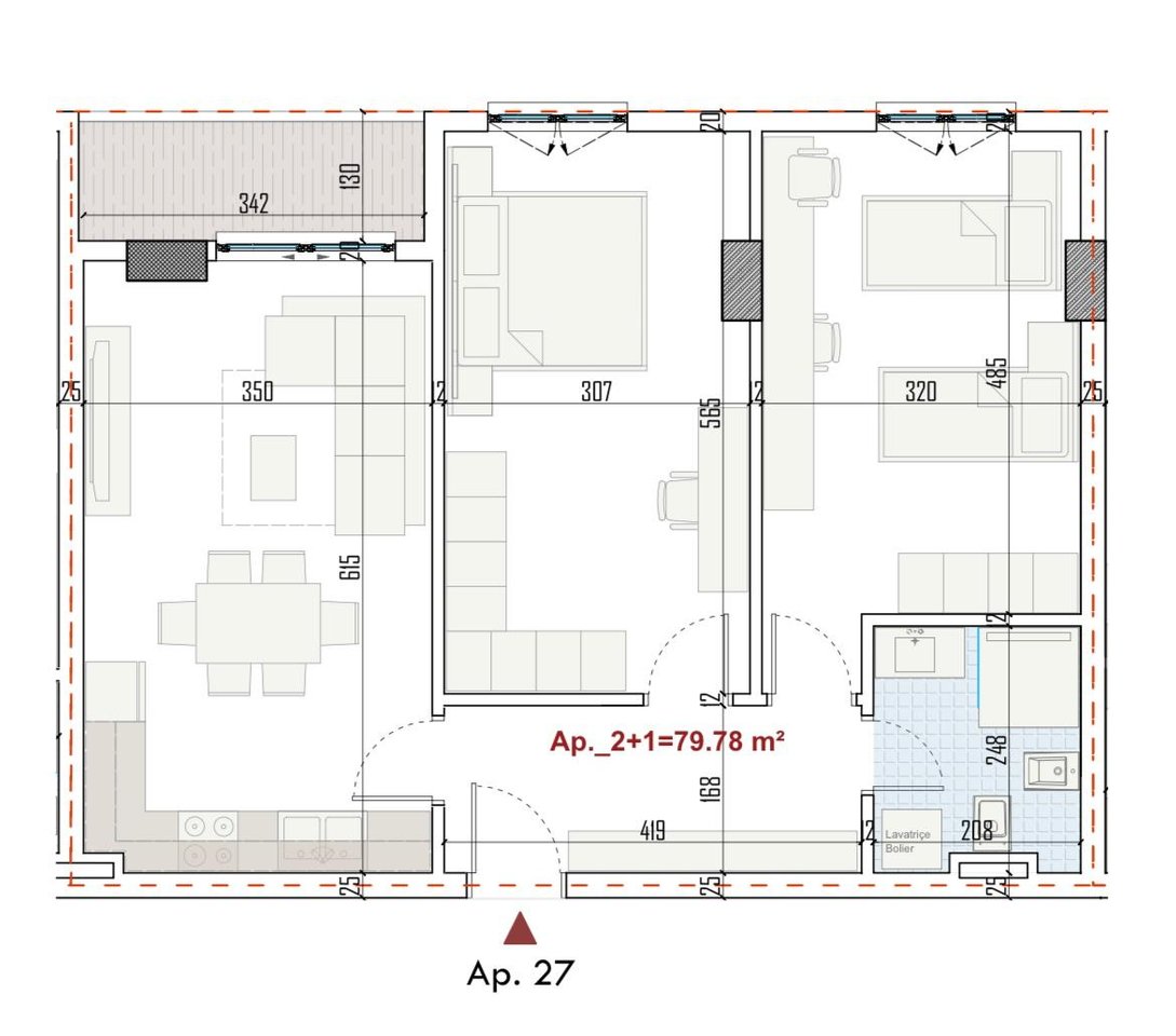 Shitet apartament 2+1+2, ne Ringside Residence!