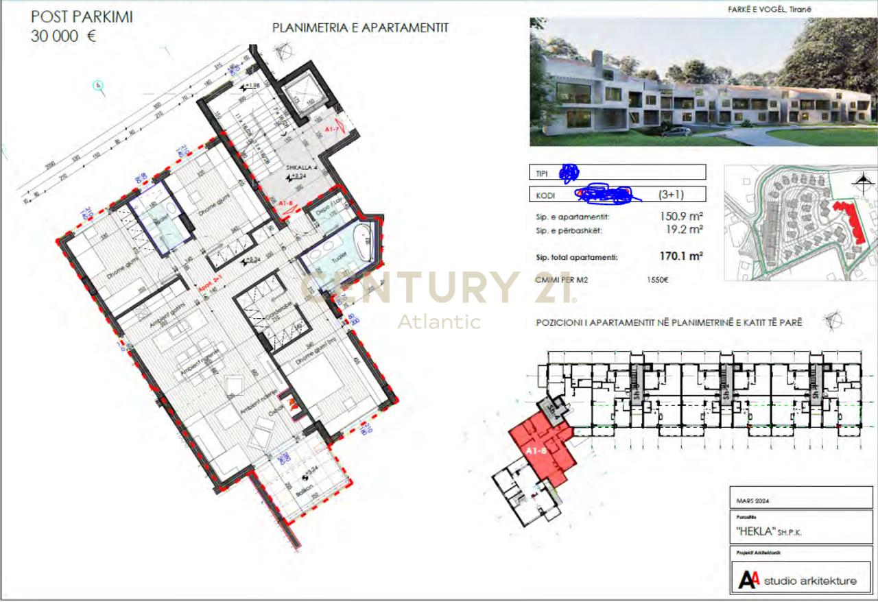 HEKLA RESIDENCE3+2+depo+garderobe+ballkon në shitje në Farkë e Vogël - 263,655€ | 170.1 m²