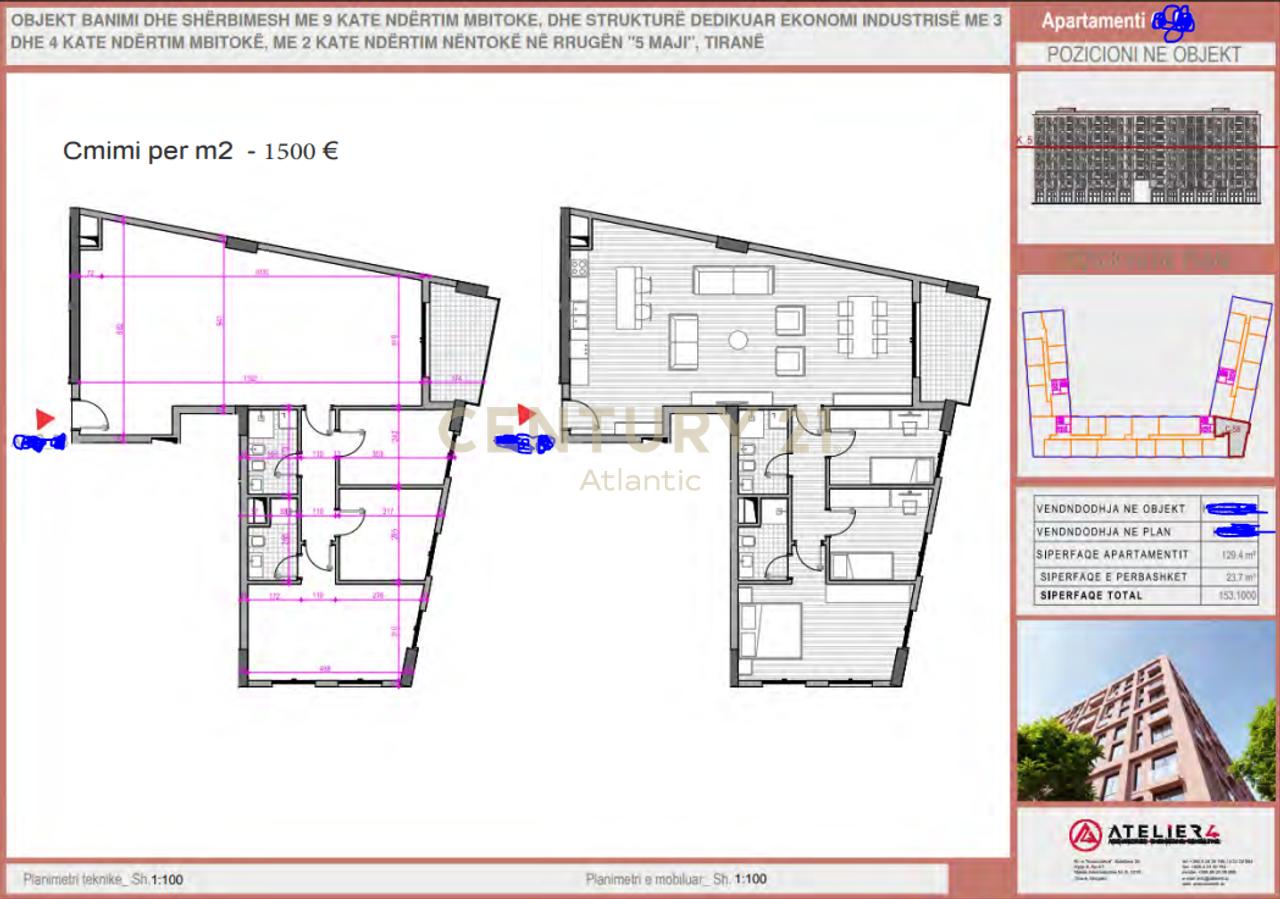 3+2+balcony, for sale on 5 Maji Street, new complex
